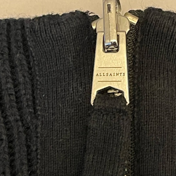 AllSaints black zip funnel neck wool blend sweater - Picture 10 of 10